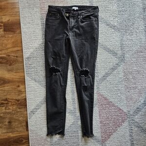 Women's Distressed Black Jeans